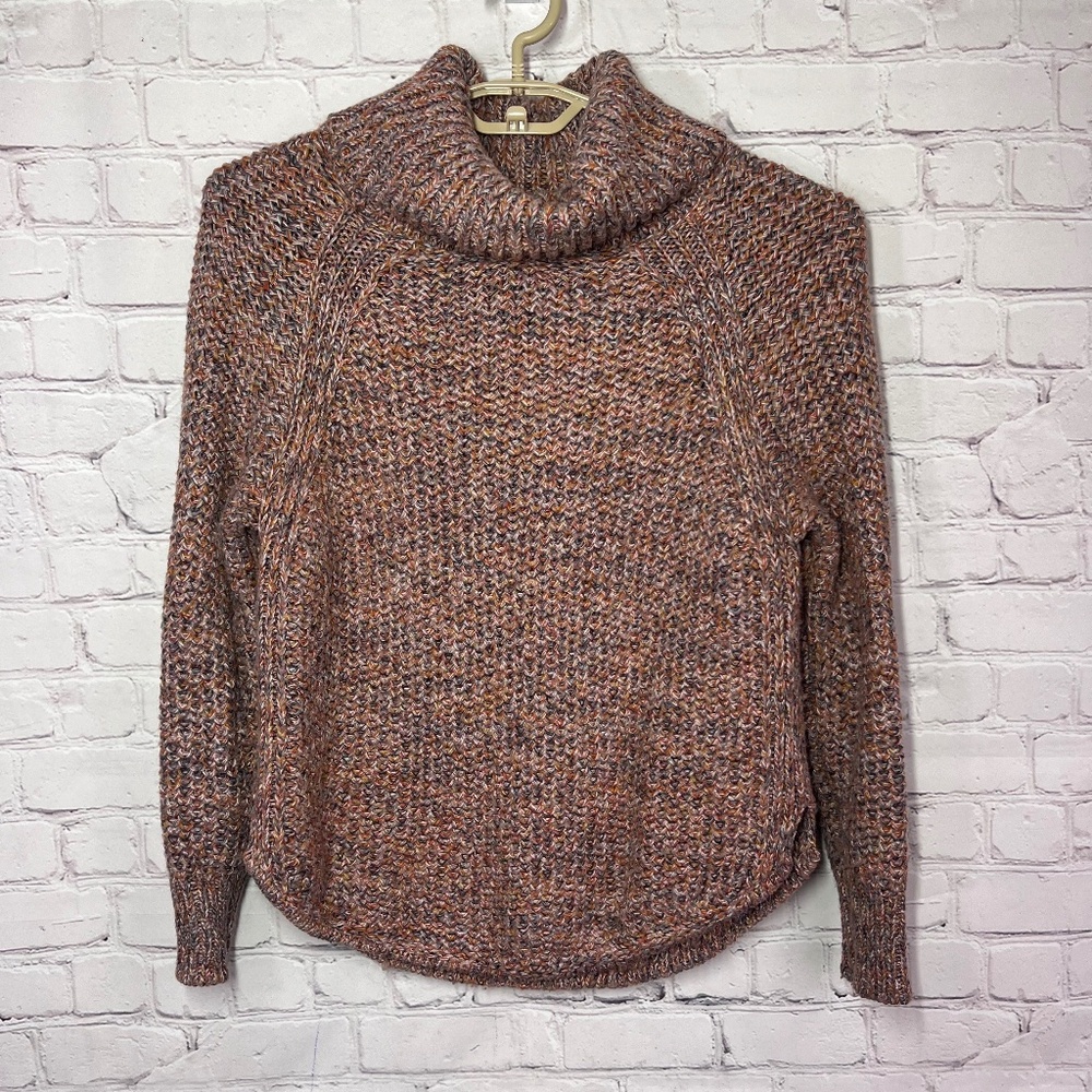 Prana Rust and Cream Marled Turtleneck Sweater